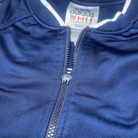 VTG 90s Y2K ADIDAS Short Sleeve Full Zip Blue Men's Size XL Back Logo Stripes - Picture 6 of 11